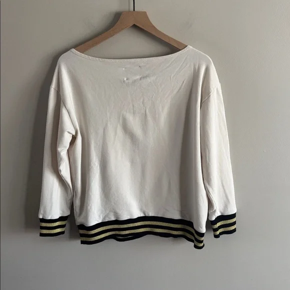 L'AGENCE • Cream knit top with Black and Fold stretch Hem - Picture 6 of 8